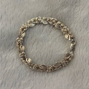 Vintage 925 Sterling Silver Rose Flower Chain 7”